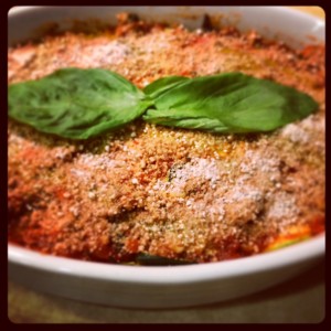 Paleo veggie lasagna outlined