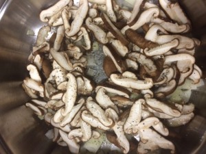 mushrooms added to pan